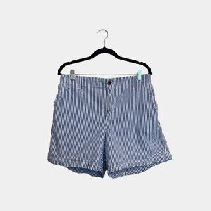 Old Navy Blue Striped Shorts – Size Large | Cinched Waist, Relaxed Fit